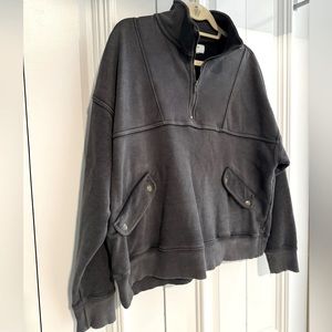 Aerie washed grey quarter-zip sweatshirt